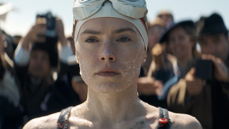 Still of Daisy Ridley in ‘Young Woman and the Sea’ (2024)