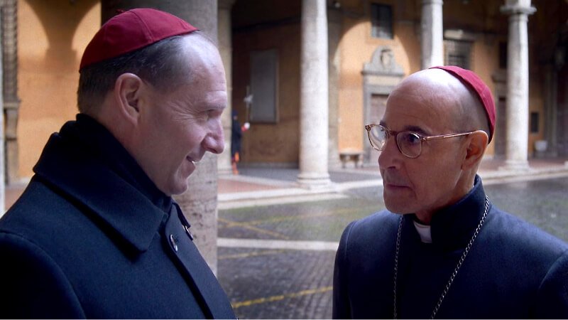 Still of Ralph Fiennes and Stanley Tucci in ‘Conclave’ (2024)