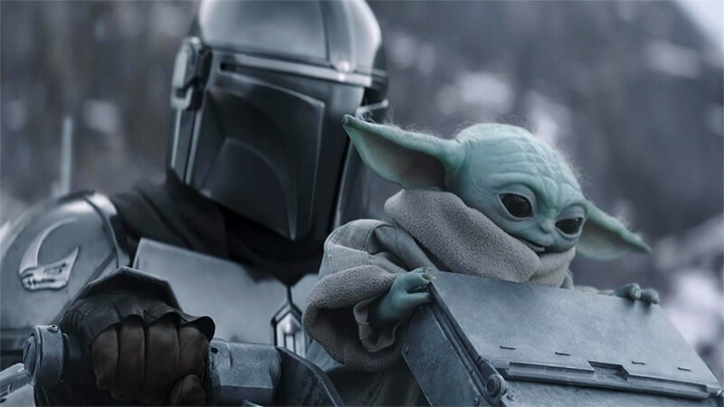 Still of The Mandalorian (voiced by Pedro Pascal) and Grogu in … yeah … ‘The Mandalorian and Grogu’ (2026)